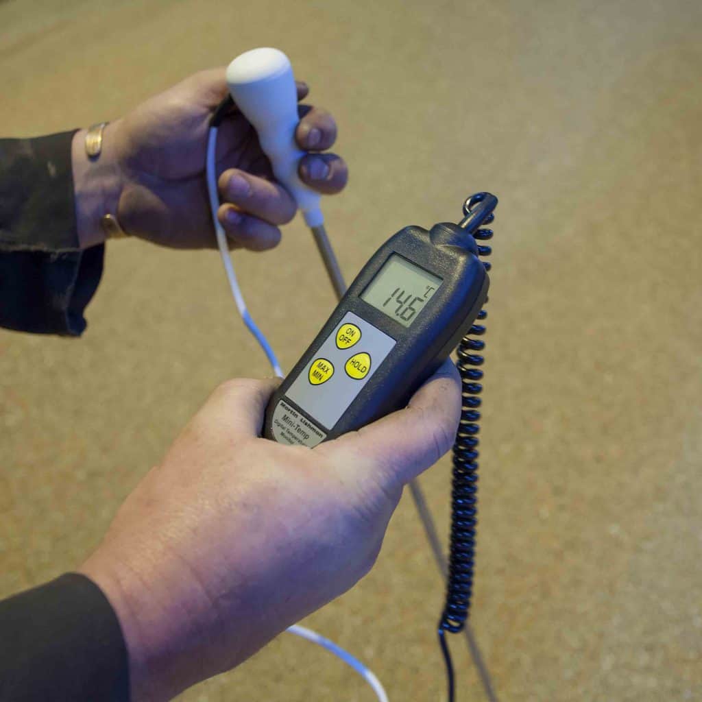 MiniTemp Crop Temperature Monitor and probe used to measure crop temperatures