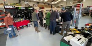 Crowds gather at the Martin Lishman Grain Clinic to test their moisture meters