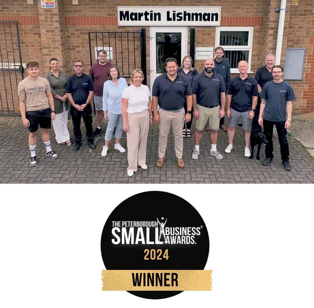 Martin Lishman team celebrate winning the small business award