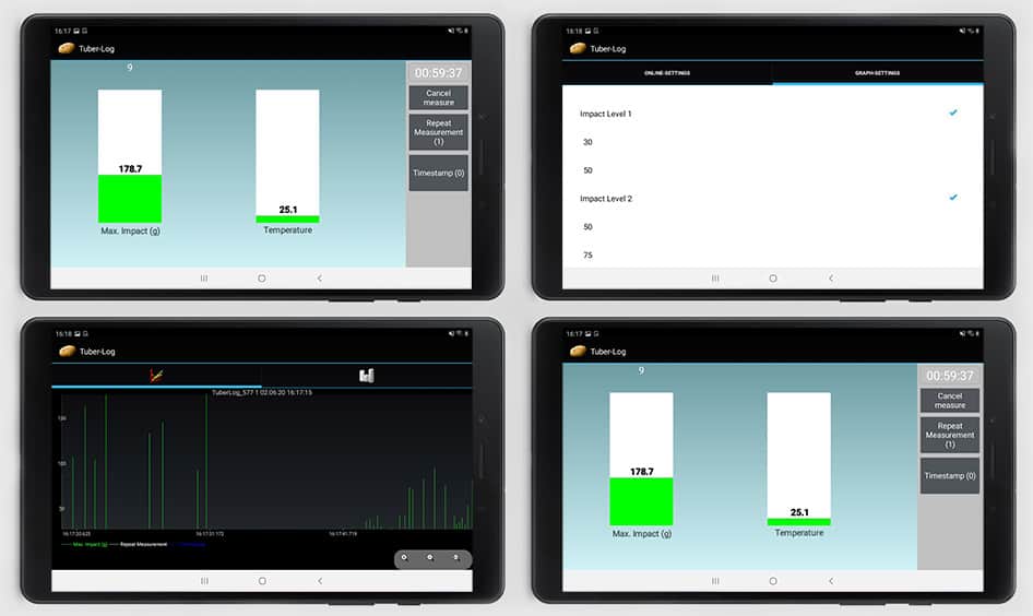 tuberlog electronic potato links to an android tablet